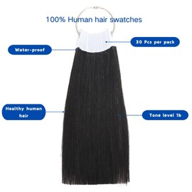 REDMENCO Proben Menschenhaar Farbtest 1B Natürliche Schwarz Proben für Salon Farbringe 30pcs 8 Zoll