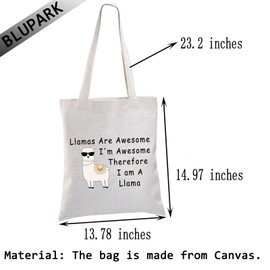 BLUPARK Funny Llama Gift for Llama Lover Llamas Are Awesome I'm Awesome Therefore I'm A Llama Shopping Bag Animal Lover, Llamas, One Size, Retro