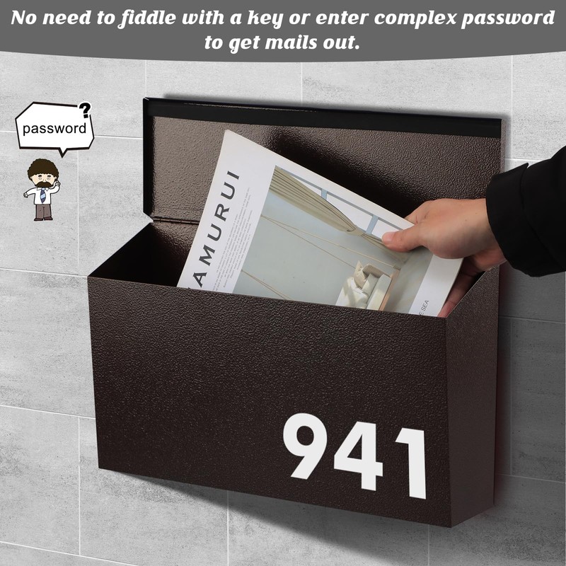 KYODOLED Wall-Mount Mailbox, Large Capacity Mail Box, Galvanized Steel Rust-Proof