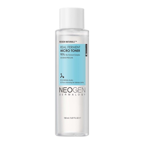 Neogen DERMALOGY Real Ferment Micro Collection - with Naturally Fermented Ingredients (Rice) & Hyaluronic Acid for Hydrated, Brightened and Healthy Skin (Micro Toner 5.07 Fl Oz (150 ml))