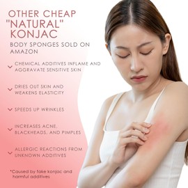 Konjac - Esponja corporal (2 unidades) 100% natural y última intervensión de tintes, no tóxica, biodegradable, respetuoso con el medio ambiente, embalaje sin plástico
