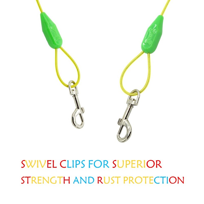 Petest 25ft Tie-Out Cable with Crimp Cover for Small Dogs
