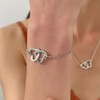 HSAJS Jewellery Set Women's Double Heart Necklace Bracelet Earrings Ring