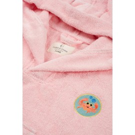 PandaHome Linden & Green Children's Bath Poncho, Terry Cloth Poncho for Boys and Girls, 100% Cotton, Dressing Gown with Hood, Quick-Drying, Soft, Absorbent Bathrobes, 400 g/m², pink