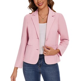 MINTLIMIT Womens Blazers Casual Suit Notched Lapel Buttons Elegant Formal Business Jackets (Pink M)