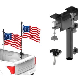 Truck Bed Flag Pole, Truck Flag Pole Mount Kit - Universal No Drilling Side Flag Pole Holder for Pickup, Various Truck Bed Frames, Heavy Duty Flag Mount Fits Up to 1.5” Pole