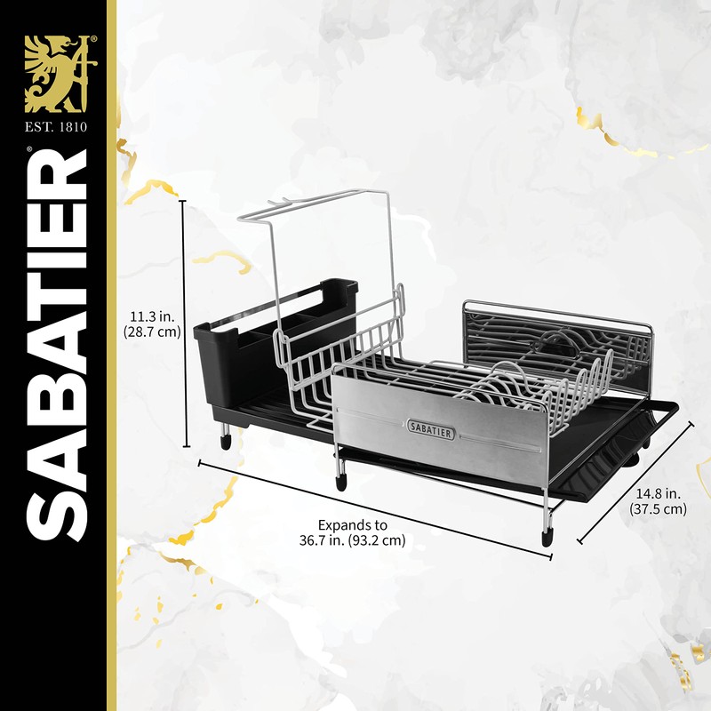 Sabatier Expandable Stainless Steel Dish Rack with Rust-Resistant Soft Coated