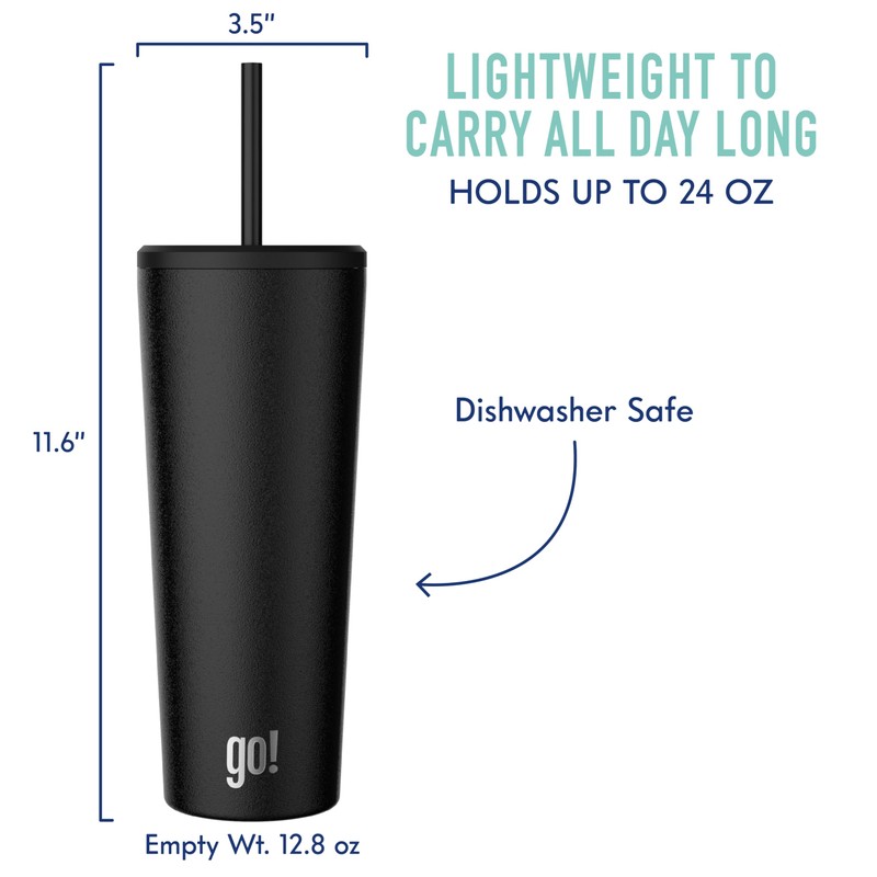 go! 24oz Stainless Steel Straw Tumbler with Triple Insulation &