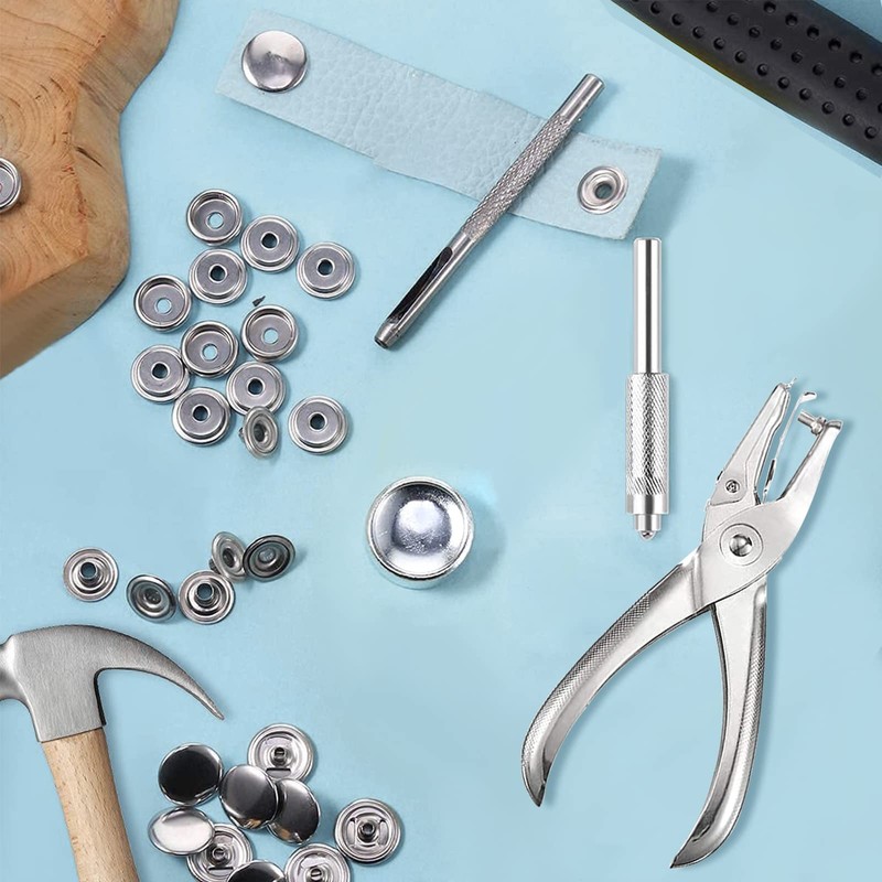 Snap Fastener Kit, 200 Sets 15mm Metal Sew-on Snap Fasteners