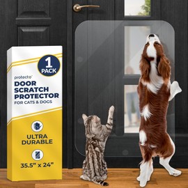 PROTECTO Heavy Duty Door Protector from Dog Scratching, 35 x 24” Clear Door Scratch Protector, Easy & Quick to Install on Window, Wall, Screen & Sliding Doors | Cat Scratch Guard for Indoors Outdoors