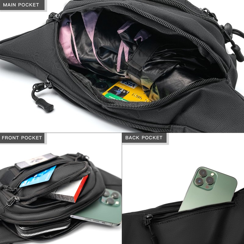 Tactical Fanny Pack with A Free Flag Patch, Multi-Layer Waterproof