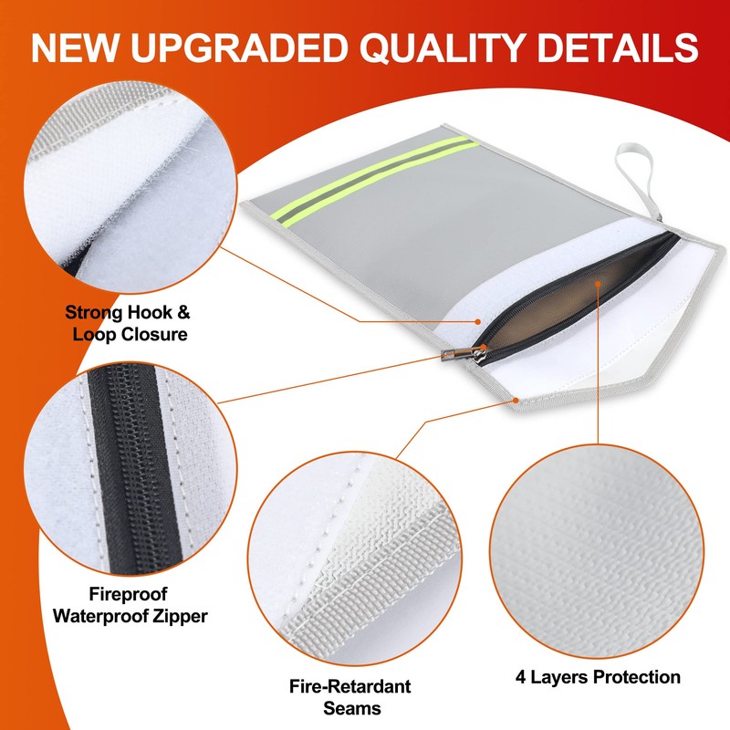 ImnBest Pack of 3 Fireproof and Waterproof Bag, Fireproof Wallet