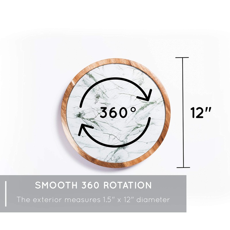 Lazy Susan Turntable - 2in1 Acacia Wood and Removable Glass