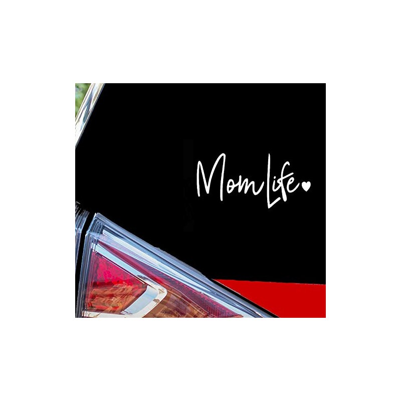 Rainbow Animated Design Mom Life Car Decal - 7.5'' White