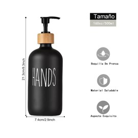 LGNATIUS 2 Piezas Juego de dispensador de jabon,17oz dispensador de jabon Cocina, dispensador de jabon baño, champú, Gel de Ducha, jabón para Platos, Apto para Cocina, baño, Aseo (Negro)