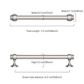 Asidrama 10 Pack 6.3 Inch(160mm) Brushed Satin Nickel Kitchen Cabinet Handles, Cabinet Pulls Kitchen Cabinet Hardware for Cupboard Drawer Pulls