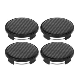Hihaha Wheel Center Caps Hub Caps Rim Center Caps Plastic OD: 65mm/2.56" 4 Pc Black for Ford for Chevy with Black Carbon Fiber Pattern Sticker
