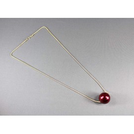 Dk Red big huge faux pearl necklace bead beaded 29 long statement sweater gold