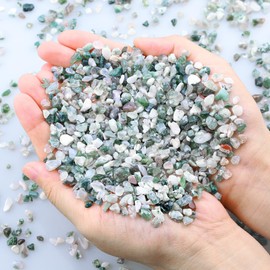 ZHIYUXI Aquatic Agate Crystal Chips Bulk Fish Tank Decorations Aquarium Rocks Gravel Vase Filler Stones Crystals for Candle Making Witch Kit Gravel for Plants Quartz Sand Gemstone 0.22 lbs