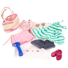 Götz 3403323 Combination Summer Fun Doll Clothing Size XM 10-Piece Clothing and Accessory Set for Standing Dolls 36 cm
