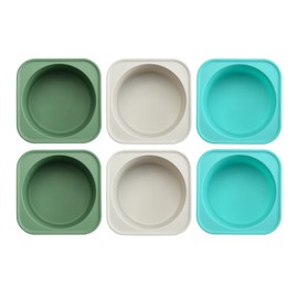 KEVJES Stackable Silicone Pizza Dough Tray with Lids-500ml portion-6pack (2 Green+2 Blue+2 Grey)
