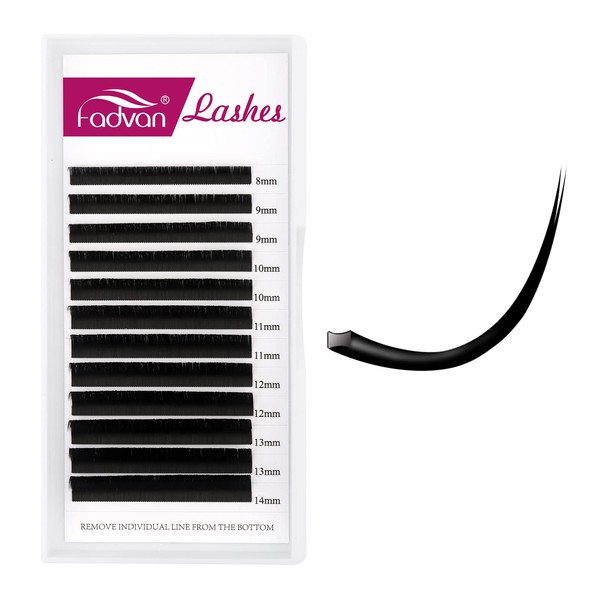 FADVAN Flat Lashes 0.15D Curl Eyelash Extension 1:1 Ellipse Flat