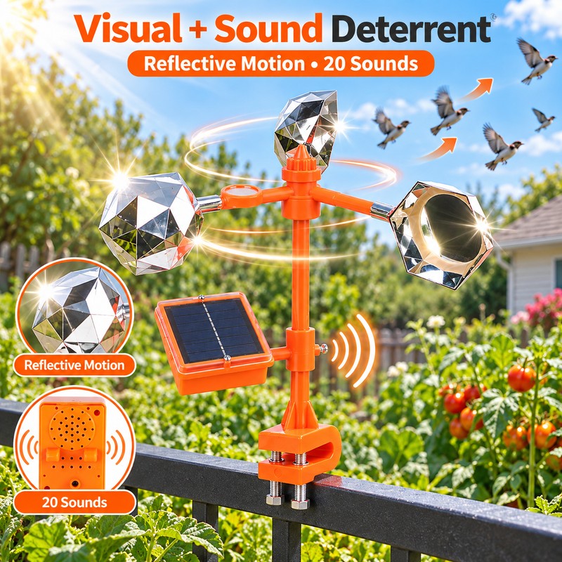 Solar Wind Powered Bird Repeller for Outdoor Use – 360°