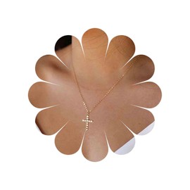 Allereya Vintage Cross Necklace Crystal Cross Pendant Necklace Religious Cross Choker Necklace Gold Minimalist Chain Necklace Jewellery for Women and Girls (Style 2)