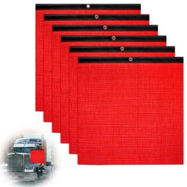 Kabcifea 6 PCS Red Safety Flag for Truck with Wire Loop,18 x 18 Inch Mesh Warning Flags Trailer Warning Sign Mesh Red Banner Caution Flag for Trucks,Trailer,Oversize Load for Trucks