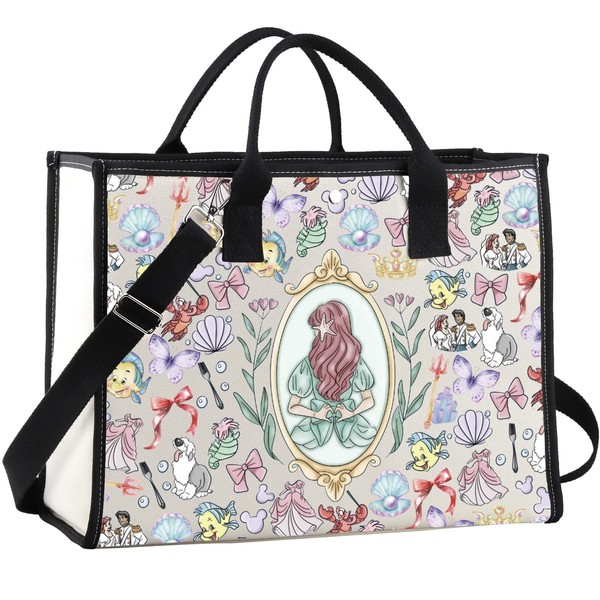 KUIYAI ArielPrincess-Geschenktasche aus Segeltuch, wiederverwendbar, Meerjungfrau-Geschenk