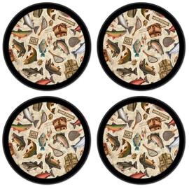 Silicone Non-Slip Drink Coasters with Removable Printed Absorbent Felt Pad - Set of 4 - Gone Fishing - Image by Dan Morris