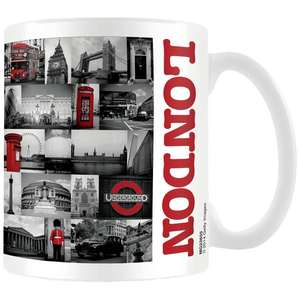 Pyramid International "London (Red Collage)" Official Boxed Ceramic Coffee/Tea Mug, Multi-Colour, 11 oz/315 ml