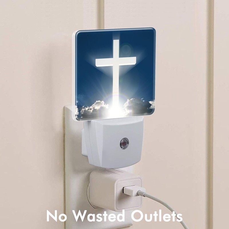BLYKVGHQ Cross Heaven Night Light,Modern Night Lights Plug into Wall,Dusk