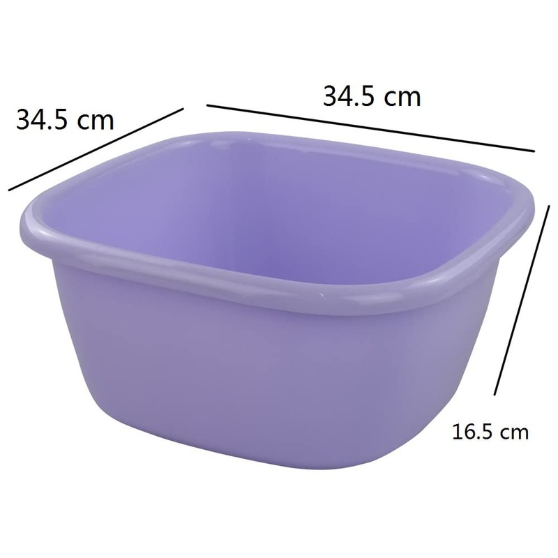 Jekiyo 16 Qt Purple Wash Basin, 2-Pack Plastic Square Dish