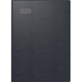 BRUNNEN Pocket Diary Model 731 (2025), 2 Pages = 1 Week, A6, 176 Pages, Leather Cover, Black