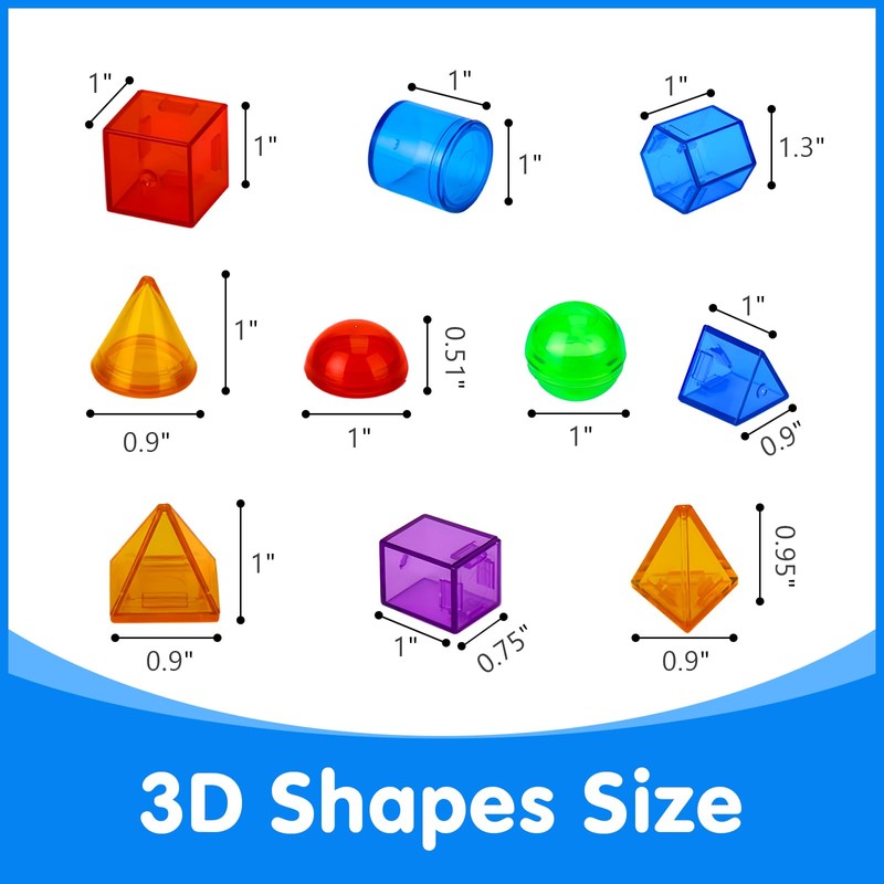 Odoorgames 60 Pieces 3D Shapes for Teaching - Geometric Solids