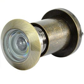 Door viewer brass with privacy screen, drill hole, diameter 27 mm, spy for door leaves, wide angle door viewer, 200° for 40-70 mm front door, high-quality real glass lens (antique bronze)