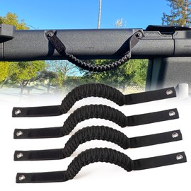 sukemichi for Bronco Grab Handles, Paracord Roll Bar Grab Handles for 2021 2022 2023 2024 2025 Ford Bronco Accessories 4 Door 2 Door, Black, 4 Pack
