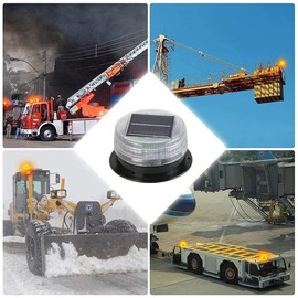 Solar LED Beacon Light Emergency Warning Strobe Light with Magnetic Base, Amber Wireless Waterproof Recovery Beacon Light for Cars Truck Tractors Bus Forklift SUV