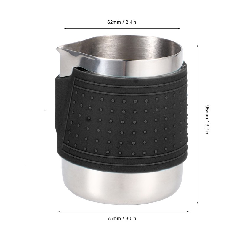 350ml Stainless Steel Milk Frothing Cup Anti-Scald Silicone Coffee Pitcher