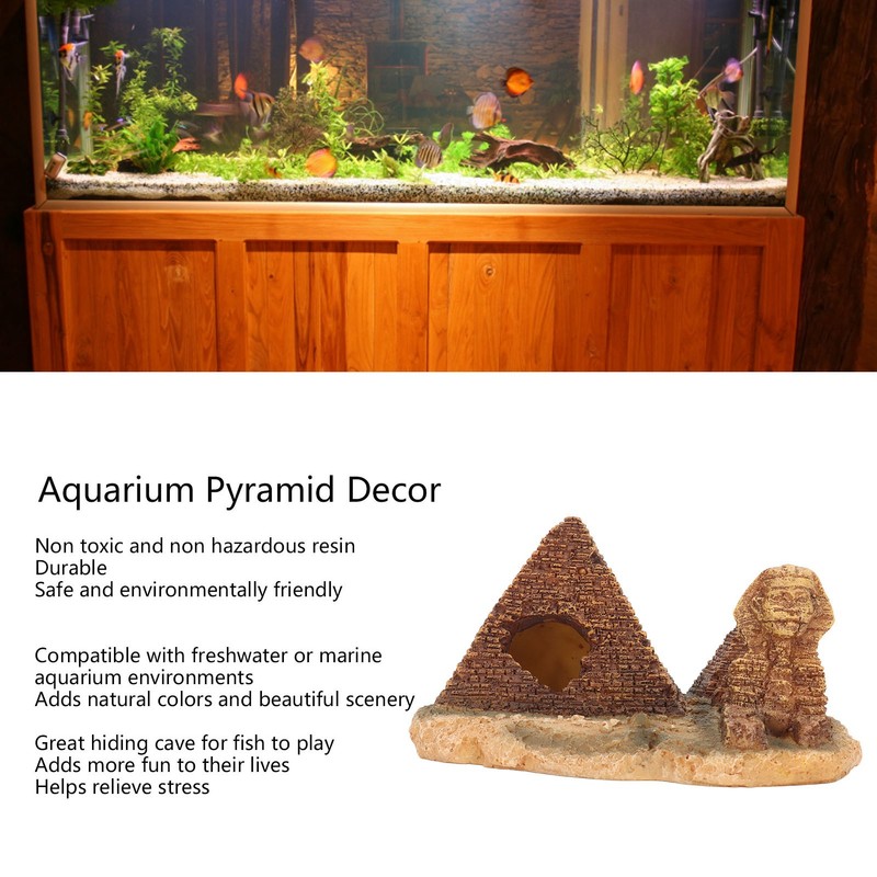 Aquarium Pyramid Decor Realistic Safe Resin Fish Tank Pyramid Hiding