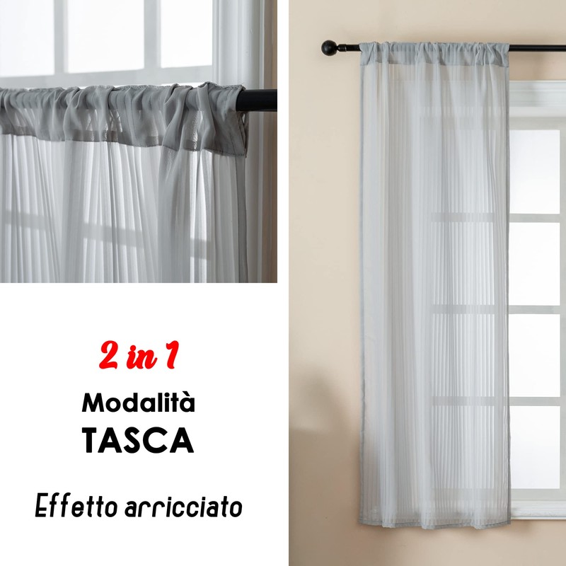 GIRASOLE HOME® Pair of Vertical Stripe Filter Curtains for Windows