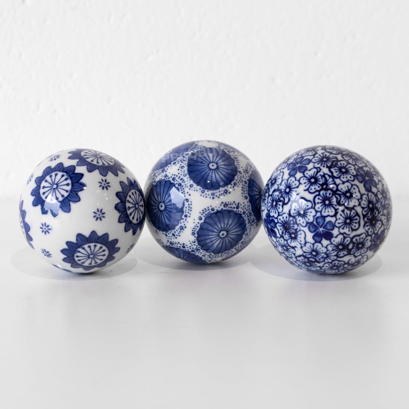 Prodbuy Set of 3 Small Deco Balls Blue & White