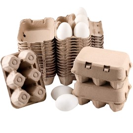 Vintage Jumbo Duck Egg Cartons 20 Pack, Half Dozen Paper Carton for Normal Size Geese, Blank Natural Pulp Jumbo Eggs Container Holder Reusable for 6 Six Count Chicken Carton Storage Strong Tray