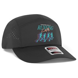 Run Club Hat | Designed for Runners | Premium Strapback Low-Profile Running Hat for Men & Women (US, Alpha, One Size, Probably Running Late/Black)