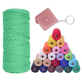 VITSOLE Macrame Yarn - 3 mm x 100 m / 109 Yards/328 Feet (28 Colours) 100% Cotton Macrame Cotton Yarn with 4 Single Twists & 1 Tape Measure for Wall Hangings DIY Crafts