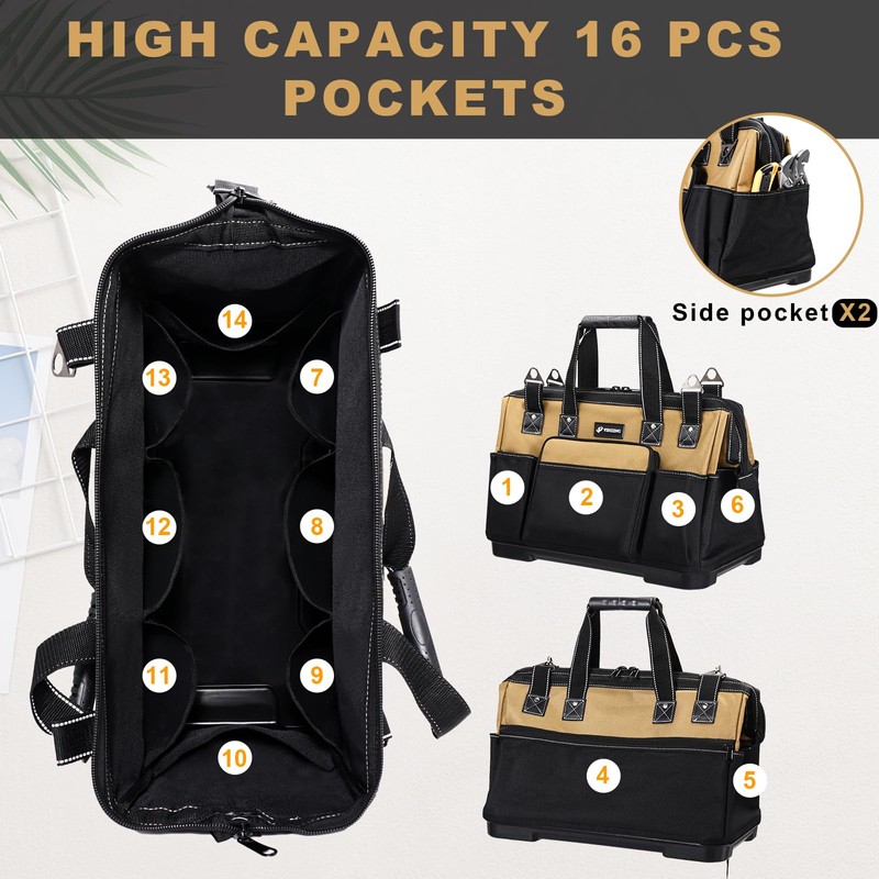 VSHXENG 17 IN Large Tool Bag For Men Heavy Duty,
