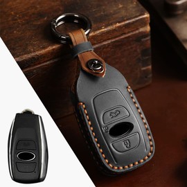 Kinotaka Smart Key Case for Subaru 2023 New Impreza Crosstrek Forester Revogue Sti BRZ Legacy Outback Sumapita-kun Subaru XV WRX S4 Leather Stylish Leather Key Holder Accessory, Black (B type)