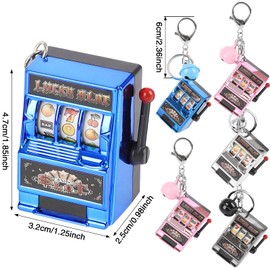 ANNSIXMARK Mini Slot Machine Toy Keychain, Kawaii Machine Bank for Casino Lovers, Las Vegas Souvenirs Lucky Jackpot Charm Pendant (silver)