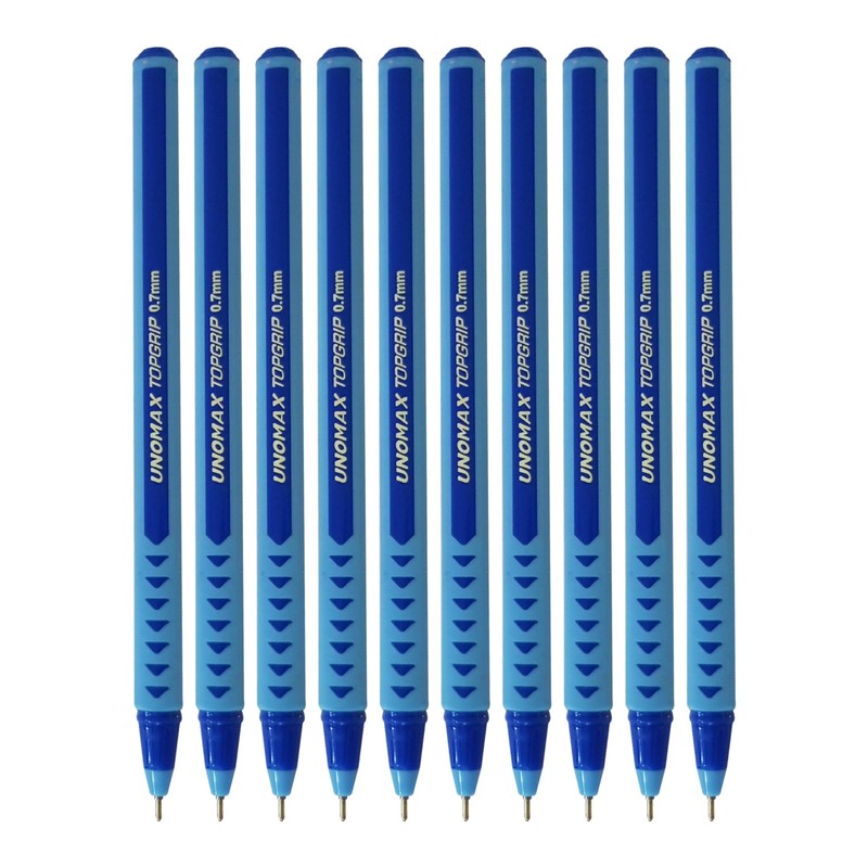 TOPGRIP Ballpoint Pens, BLUE, Fine Point (0.7mm), Pack of 10,